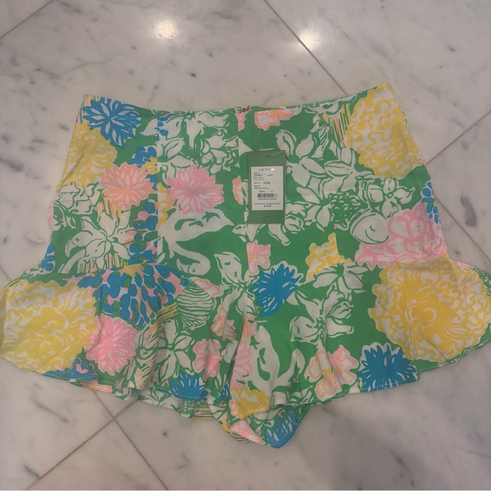 Lilly Pulitzer Hibiscus Stroll Folly Skort Shorts Floral Green size 6 NWT
